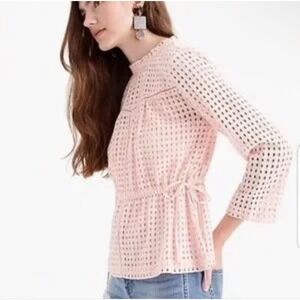 Point Sur Eyelet Top Long Sleeve Salmon Pink Size 4 Romantic Boho Feminine